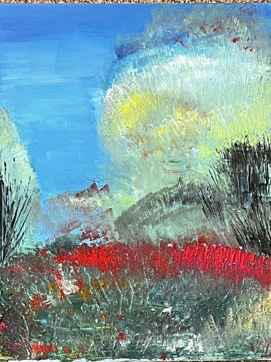 Hand-painted Mountain Landscape - Textured Acrylic Art for Unique Home Gift